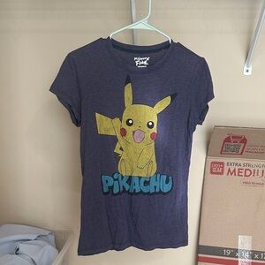 Mighty Fine Navy Blue Pikachu Graphic Tee with Yellow Print